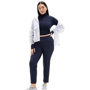 Athleta Brooklyn Mid Rise Ankle Pant Wrinkle-Resistant Stretch Fabric Navy 14